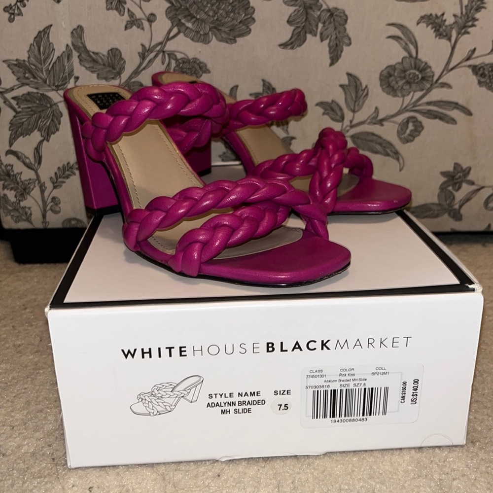 White House Black Market Magenta Braided Leather Heels
